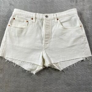 Levi 501 Denim Shorts Womens 31 White Button Fly Summer Beach‎ Resort Vacation